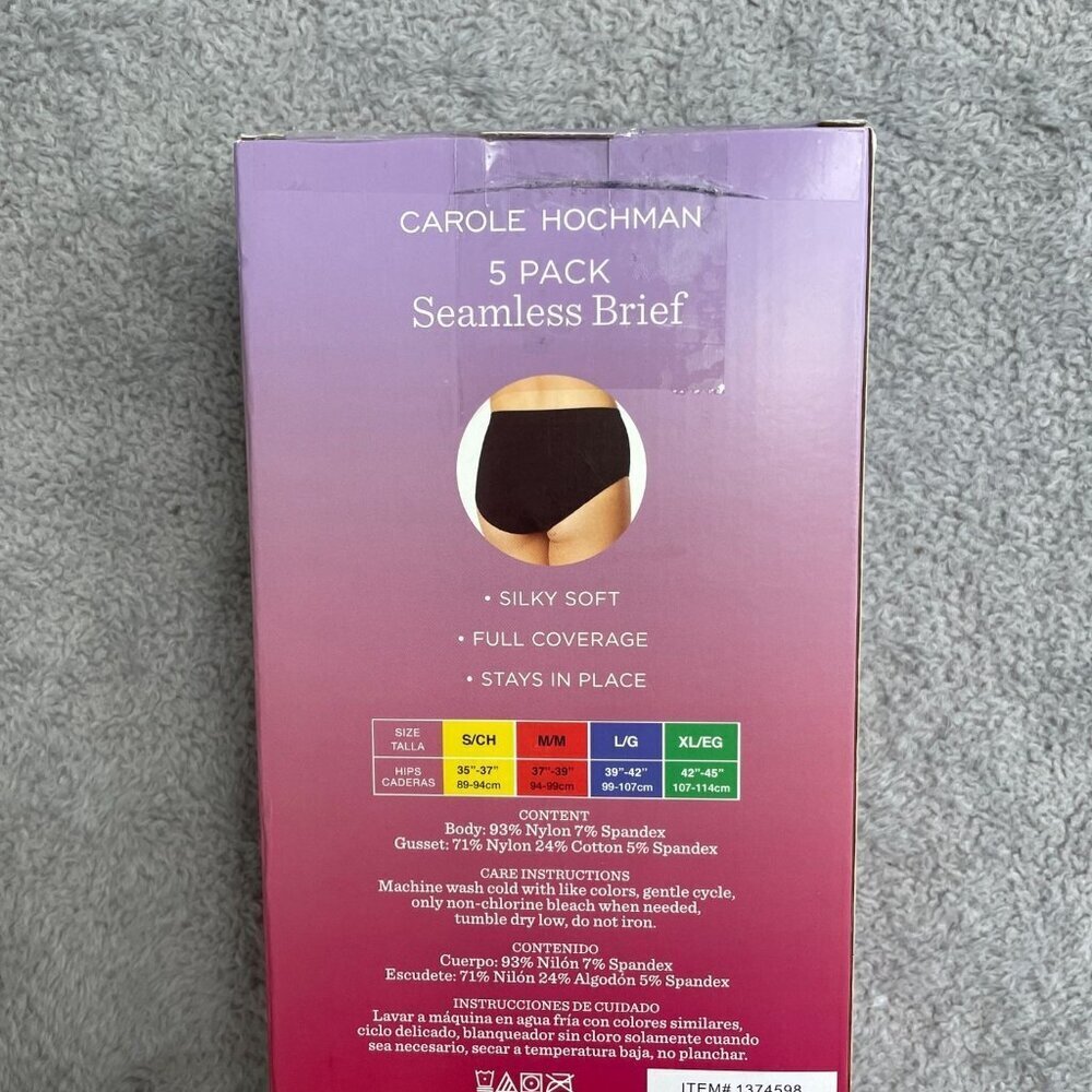 NEW 5 Pack Carole Hochman Seamless Briefs Women's M Silky Soft Full Coverage - Picture 4 of 5